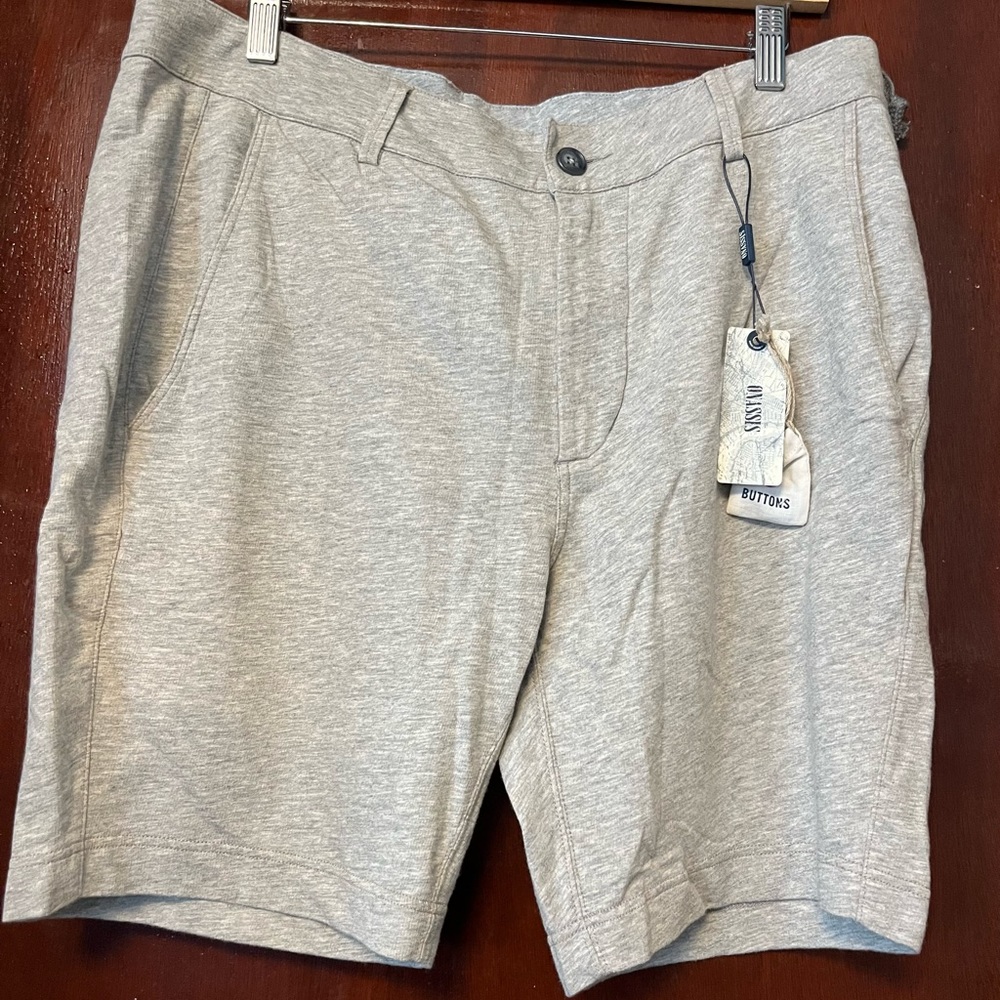 Men’s Onassis 100% Cotton French Terry Khaki Shorts front and back pockets